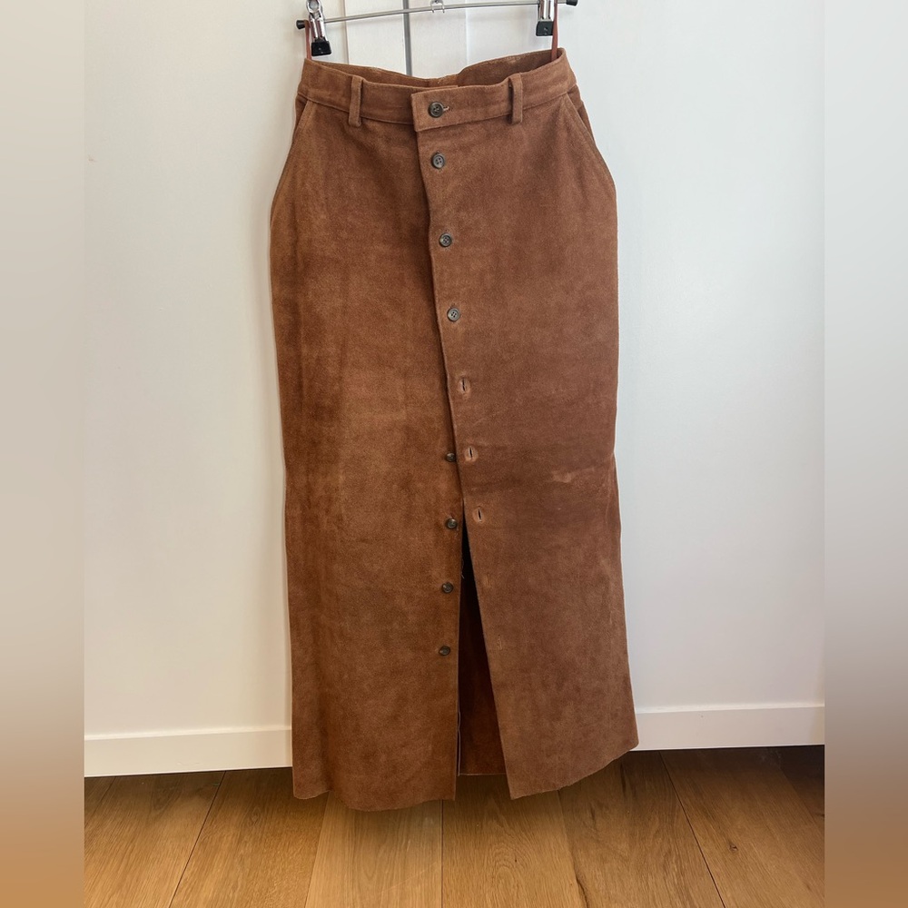 Heavy duty suede midi skirt